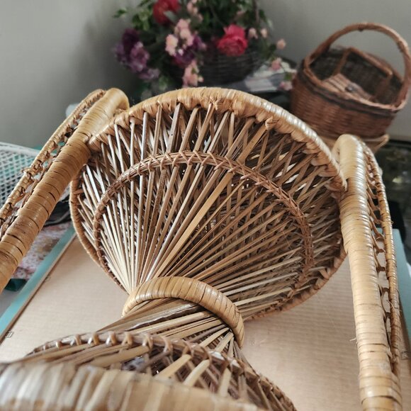 Vintage Boho Wicker Doll/Plant Stand Chair - Picture 8 of 11